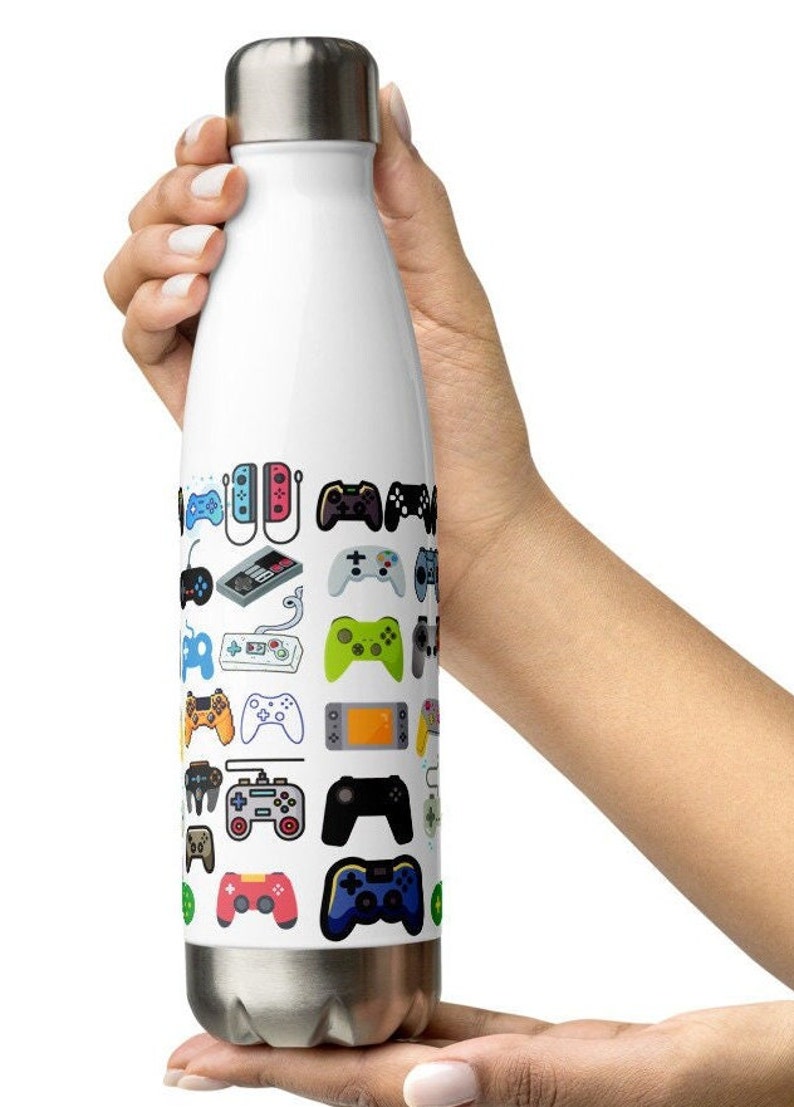 Game Controller Stainless Steel Water Bottle, Video Game Gift, Insulated Flask, Gift for Him, Gamer Birthday Party, Gamer Gift, Video game image 2