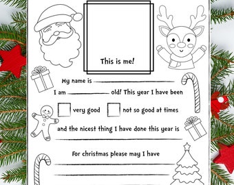 Dear Santa PRINTABLE Coloring Page Print At Home Kids Dear Santa Night Before Christmas Letters to Santa Claus Instant Download PNG