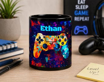 Personaized Game Controller Mug Gamer Mug Funny Gaming Gift Video Game Birthday Gift for Dad Son Gamer Gift Gaming Home Décor
