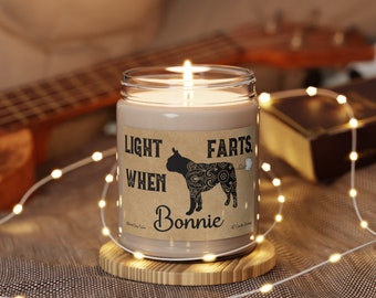 Boston Terrier Farts Candle Personalized Gift Light When Name Farts Funny Gift for Dog Lover Dog Deodorant Odor Eliminator Boston Terrier