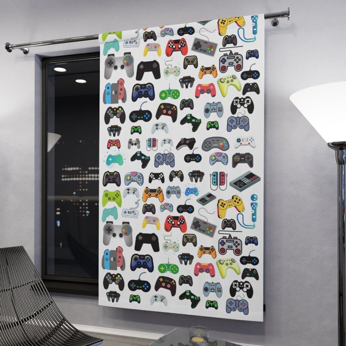 Video Game Curtain Game Room Decor Bedroom Curtains Gaming Etsy