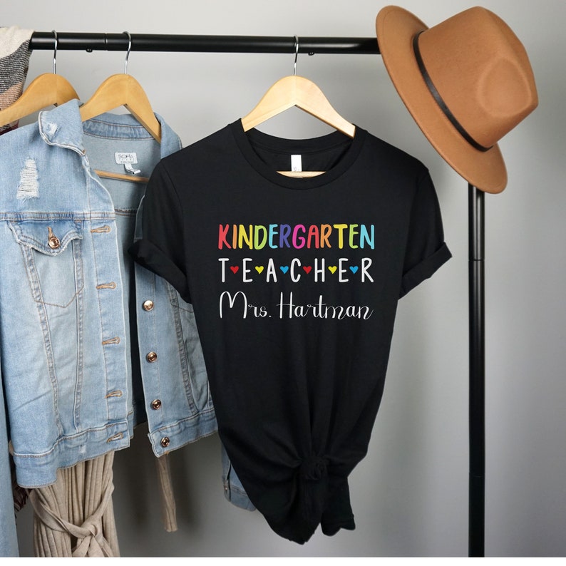 Custom Name Kindergarten Teacher Shirt Personalized Teachers Gift Teaching Gifts Cute Tshirts for Her Group Team T-shirt Womens Clothing Tee image 5