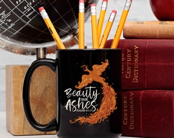 Beauty from Ashes Coffee Mug Christian Gifts Isaiah 61 Phoenix Rising Encouragement Gift Positivity Inspirational Mugs Motivational Boss Cup