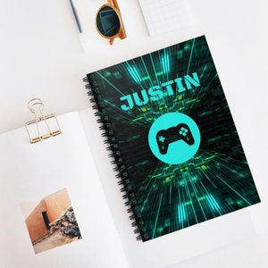 Personalized Video Game Notebook Custom Name Gift for Him Spiral Bound Notebooks Gaming Journal Back to School Supplies Gamer Boys Birthday image 1