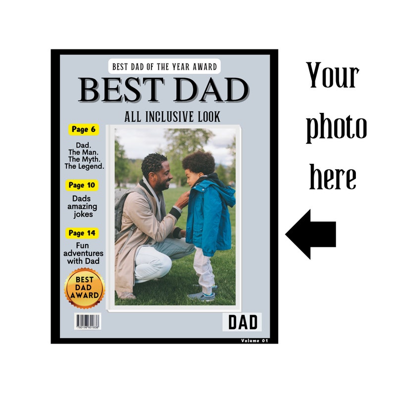 Print At Home Custom Dad Magazine Cover Custom Dad Gift Personalized Gift for Dads Photo Picture Download PNG Funny Prints for Him Unique image 2