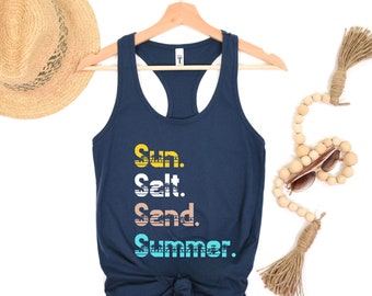 Sun Salt Sand Tank Top Summer Tanks Beach Tees Tropical Vacation Tee Beachy Cruise Vacay Tops Volleyball Womens Shirts Cute Trendy Top Tanks