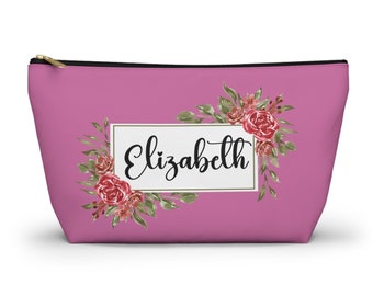 Personalized Pouch Flower Gift Bags Custom Make Up Pouches Women Teen Birthday Gift Custom Name Cosmetic Bag Bridesmaid Gift Idea Floral Mom