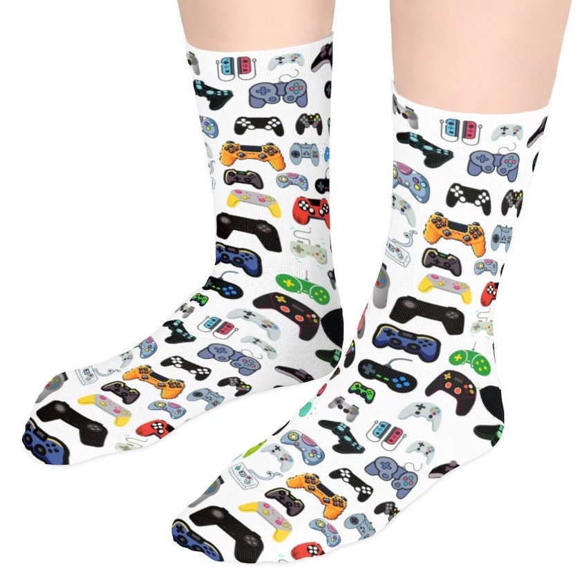 Gamer Socks Funny Novelty Socks Great Christmas for Men Women Unisex Cotton Socks If U Can I'm Gaming Socks 