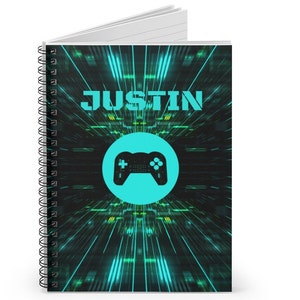 Personalized Video Game Notebook Custom Name Gift for Him Spiral Bound Notebooks Gaming Journal Back to School Supplies Gamer Boys Birthday image 2