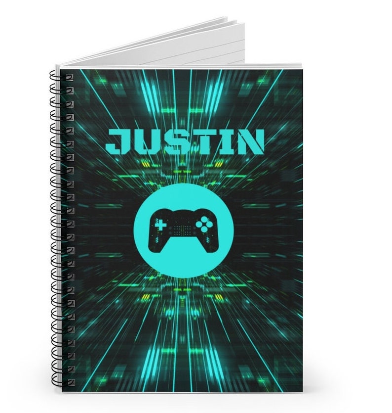 Personalized Video Game Notebook Custom Name Gift for Him Spiral Bound Notebooks Gaming Journal Back to School Supplies Gamer Boys Birthday image 2