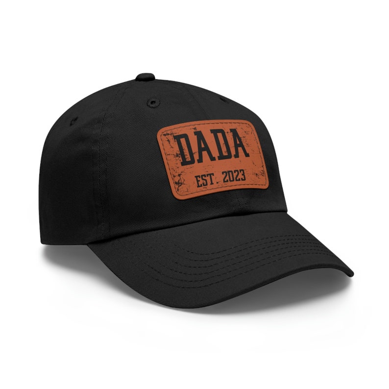 Custom Dada Est Hat Personalize Name and Year Gift For A New Dad or Grandpa Gift Leather Patch Hat Custom Name Hat Uncle Cousin Hats image 2