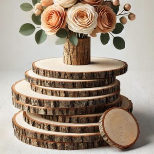 Large Wood Slices Wedding Centerpiece Boho Decor Farmhouse Rustic Shabby Chic Woodland Craft Wood Center Pieces Art Candle Displays Crafts