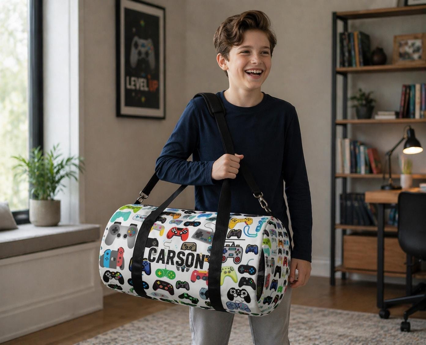 Video Game Controller Duffle Bag: Oxford Canvas Travel Gym Bag