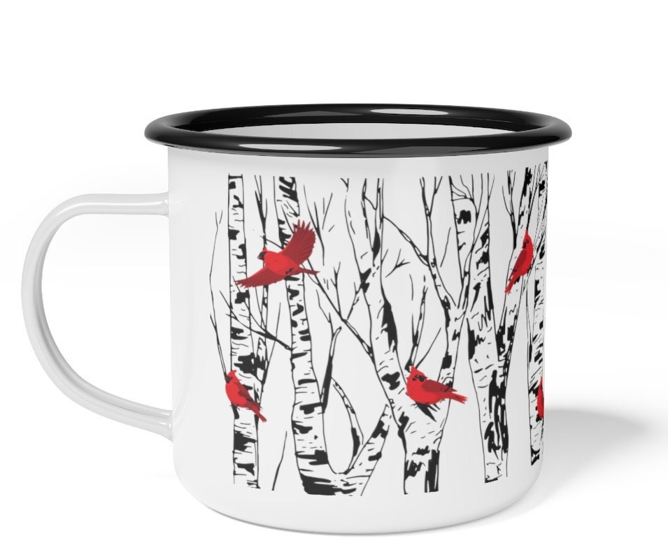 Cardinal Enamel Coffee Mug Campfire Mugs Home Decor Bird Lover