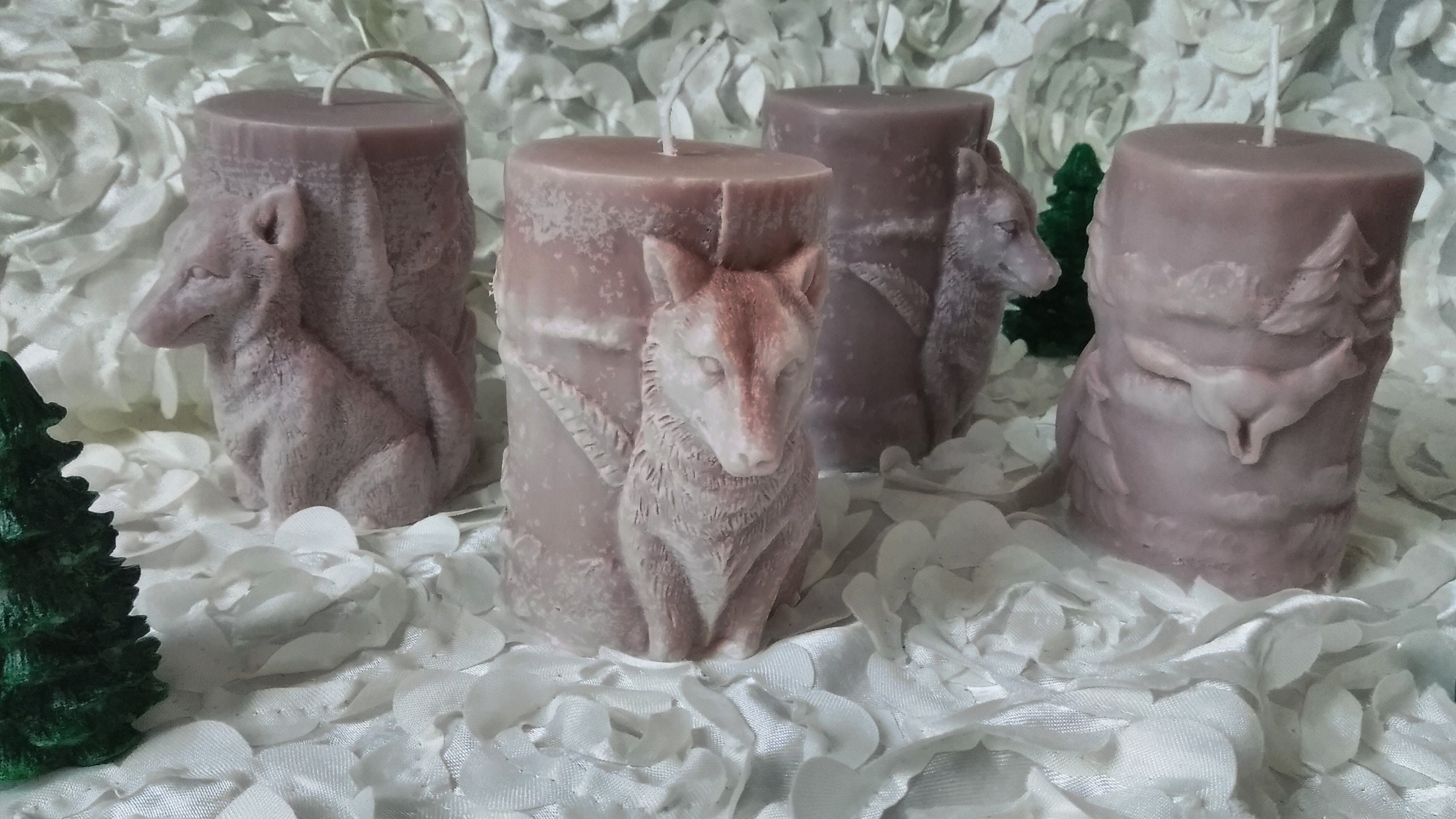 Carved Candle Wolf Tealight VotivePillars Animal Lover Etsy