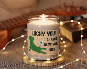 Personalized Name St Patricks Day French Bulldog Candle Lucky You My Frenchie Blew You A Kiss Farts Funny Gift for Dog Lover Frenchie Mom