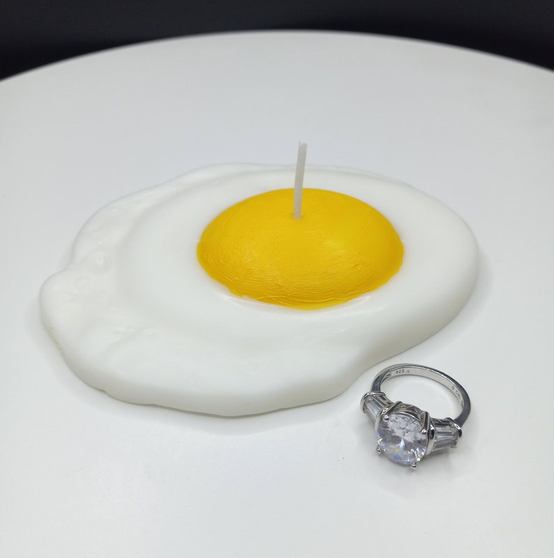 Fried Egg Candles Handmade Gifts Unique Cake Candle Fake Food Art Breakfast Decor Soy Wax Prank Gag Eggs Stocking Stuffer Birthday Votive image 6