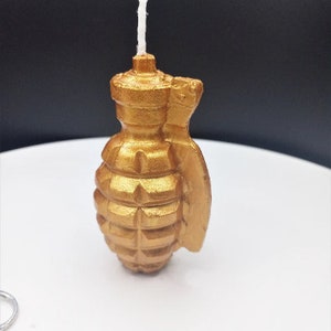 Grenade Candle Cake Topper Bomb Gamer Candles War Video Games Birthday Theme Gaming Husband Fathers Gift for Him TNT Fondant 3D Grenades AllGold