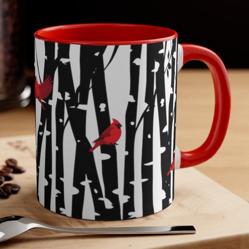 Cardinals on Birch Tree Mug Cardinal Lover Gift Cardinal Mug Bird Mug Bird Watcher Gift Bird Lover Gift Cardinal Birds Coffee Mug Home Decor image 9