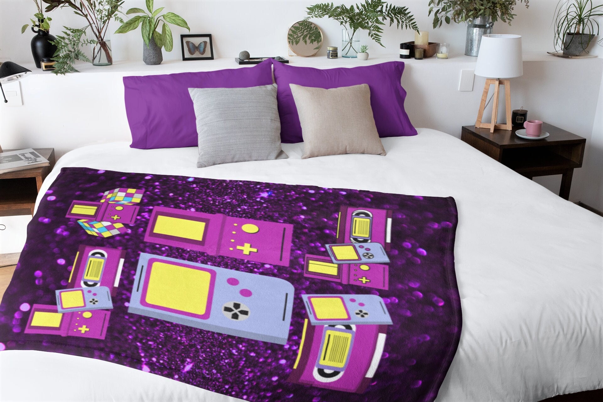 Vintage Retro Gaming Throw Blanket Gamer Gift Video Game Etsy