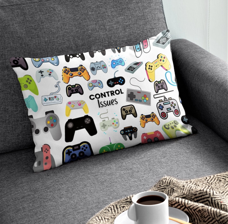 Video Game Pillow Game Controller Throw Pillows Game Room Etsy