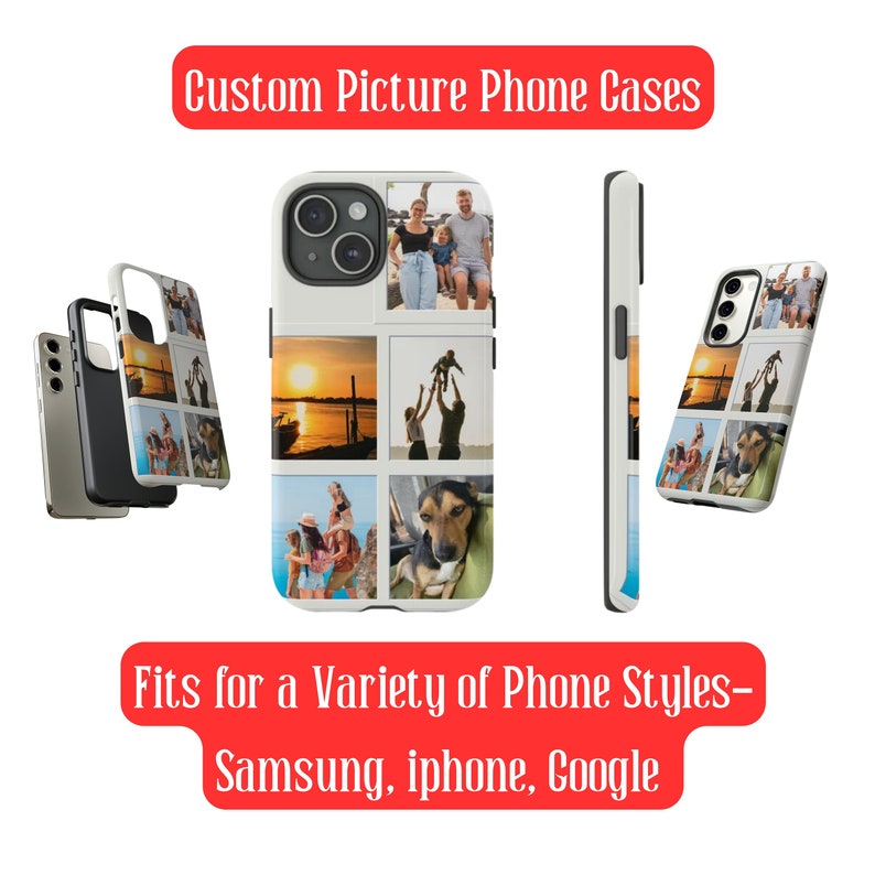 Custom Photo Collage Phone Cases Image Phone Case iPhone Case Custom Picture Galaxy Case Customized Personalized Case with Pictures Collage image 1