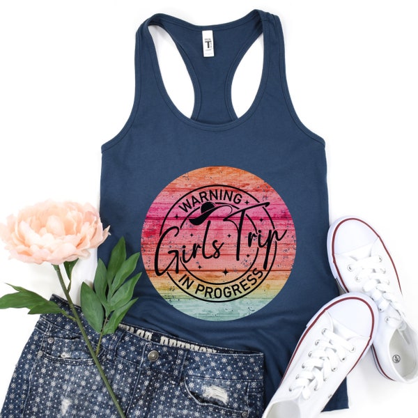 Girls Trip Tank Top for Women Tanks for Girl Trips Vacation T-Shirts for Her Weekend T-shirts Summer Travel Cruise Gang Group Tee Cute Retro