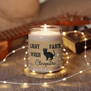 Cat Farts Candle Personalized Gift Light When Name Farts Funny Gift for Cat Parent Kitty Cats Lover Cat Deodorant Odor Eliminator Custom image 1