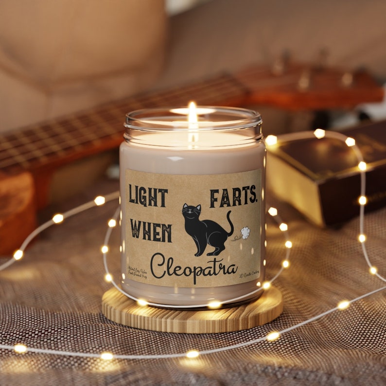 Cat Farts Candle Personalized Gift Light When Name Farts Funny Gift for Cat Parent Kitty Cats Lover Cat Deodorant Odor Eliminator Custom image 1