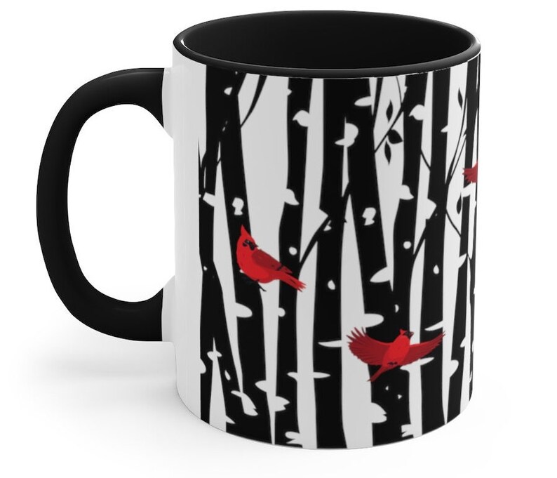 Cardinals on Birch Tree Mug Cardinal Lover Gift Cardinal Mug Bird Mug Bird Watcher Gift Bird Lover Gift Cardinal Birds Coffee Mug Home Decor image 3