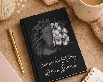 Personalized Horse Journal: Equestrian Gift, Sketched Floral Notebook