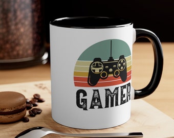 Custom Video Game  Mug Personalized Name Retro Gamer Game Controller Coffee Mug Gift for Him Gaming Gifts Birthday Husband Dad Brother