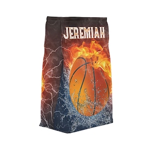 Personalized Basketball Lunch Bag | Kids Lunch Box, Sports Gear, School Supplies, Custom Name, Gift for Athletes Boys Basketball Tote