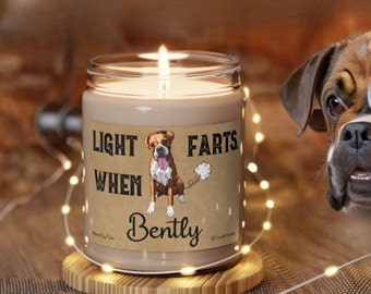 Boxer Candle Personalized Gift Light When Name Farts Funny Gift for Dog Parent Boxer Dog Lover Dog Deodorant Odor Eliminator Dog Candles