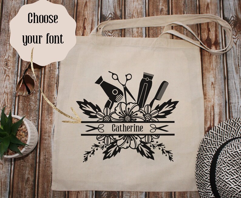 Personalized Hair Stylist Tote Bag Custom Name Totes Hairstylist Gift Barber Bags Cute Beautician Reusable Christmas Gift Hair Dresser Gifts image 2