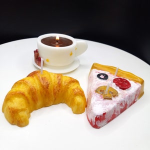 Croissant Candle Breakfast Candles Handmade Gifts Fried Egg Toast Coffee Cup Fake Food Art Home Decor Gag Gifts Eggs Food Shape Candles image 9