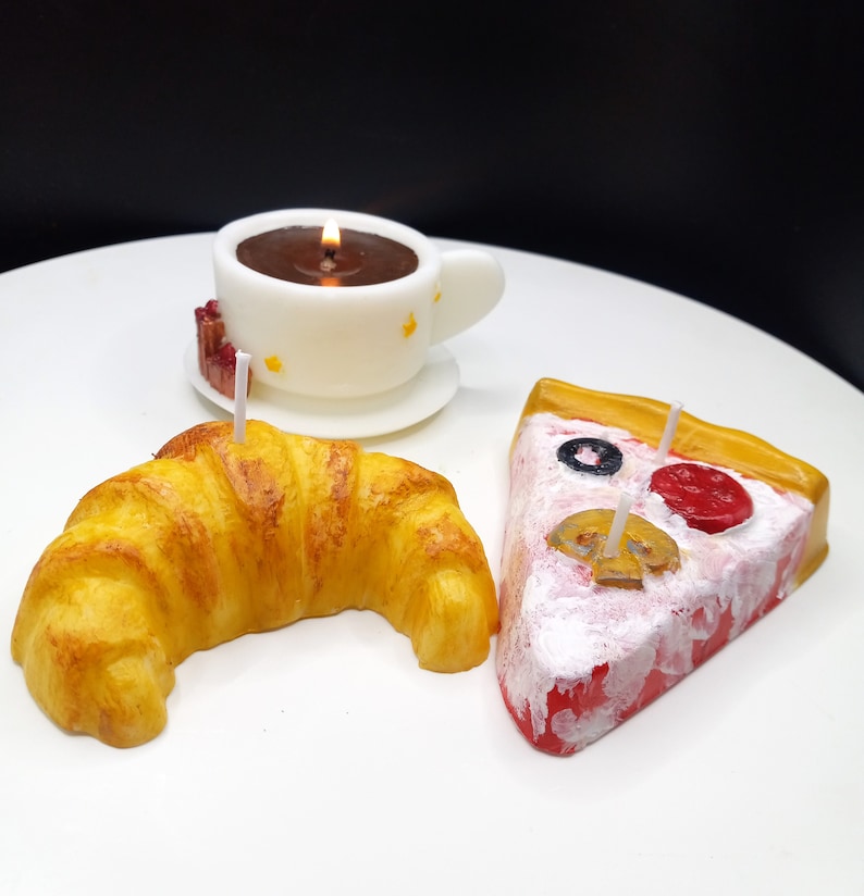 Croissant Candle Breakfast Candles Handmade Gifts Fried Egg Toast Coffee Cup Fake Food Art Home Decor Gag Gifts Eggs Food Shape Candles image 9