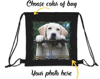 Custom Photo Drawstring Bags Gym Bag Sports Bag Tote Personalized Gifts for Her Reusable Totes Picture Weekender Shoulder Bag Shopping Bag