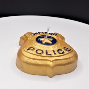 Police Badge Candle Officers Gifts Birthday Cake Topper Law Enforcement Sheriff Retirement Graduation Unique Support Proud Wife Home Decor image 2