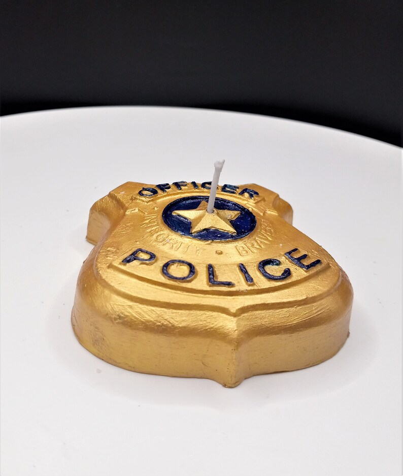 Police Badge Candle Officers Gifts Birthday Cake Topper Law Enforcement Sheriff Retirement Graduation Unique Support Proud Wife Home Decor image 2