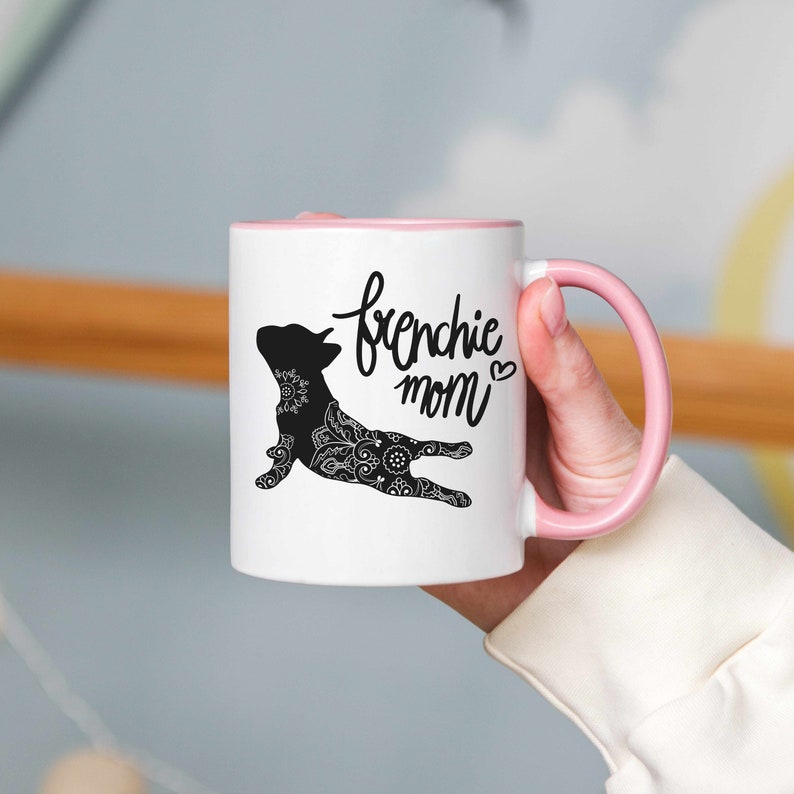 Frenchie Mom Coffee Mug French Bulldog Mom Gift for Dog Lover Ceramic 11 oz Bulldog Sketch Mug Gifts for Her Frenchie Mom Graphic Art image 1