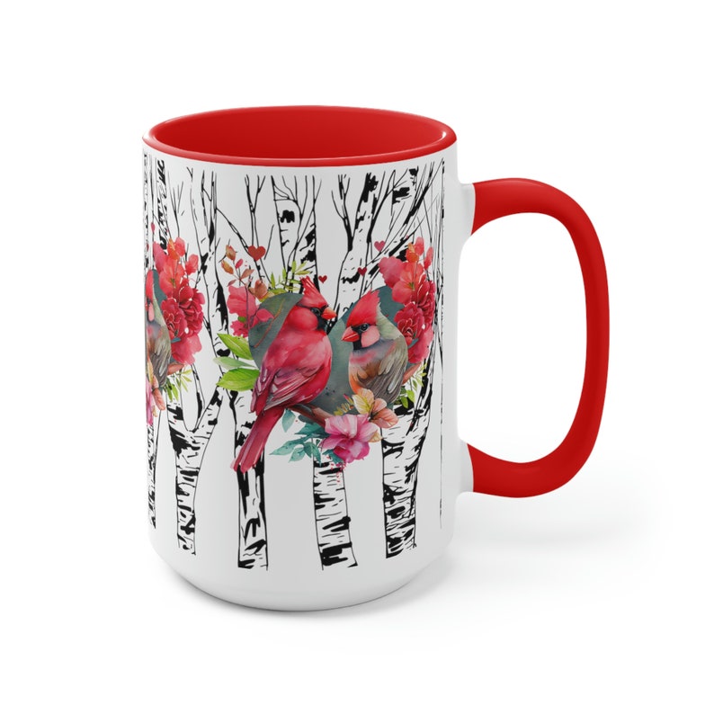 Cardinals Birch Trees Mug Cardinal Lover Gift Nature Birder Mug Bird Watcher Lover Gift Coffee Mug Lodge Mug for Mom Mothers Day image 5