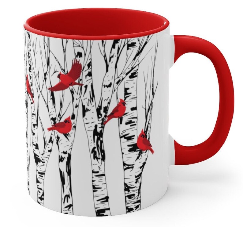 Cardinals on Birch Tree Mug Cardinal Lover Gift Nature Birder Mug Bird Watcher Lover Gift Coffee Mug Lodge Mug for Mom Mothers Day for Her image 5