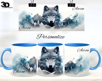 Personalized Name Wolf Mug Nature Lover Gift Custom Name Gift Wolf Lover Gift