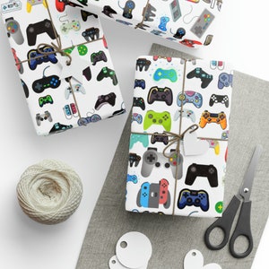 Video Game Wrapping Paper Gamer Gift Wrap Gaming Theme Birthday Christmas Paper Gift Wrap Paper Game Controller Print Home Decor Boys Gifts