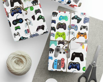 Video Game Wrapping Paper Gamer Gift Wrap Gaming Theme Birthday Christmas Paper Gift Wrap Paper Game Controller Print Home Decor Boys Gifts