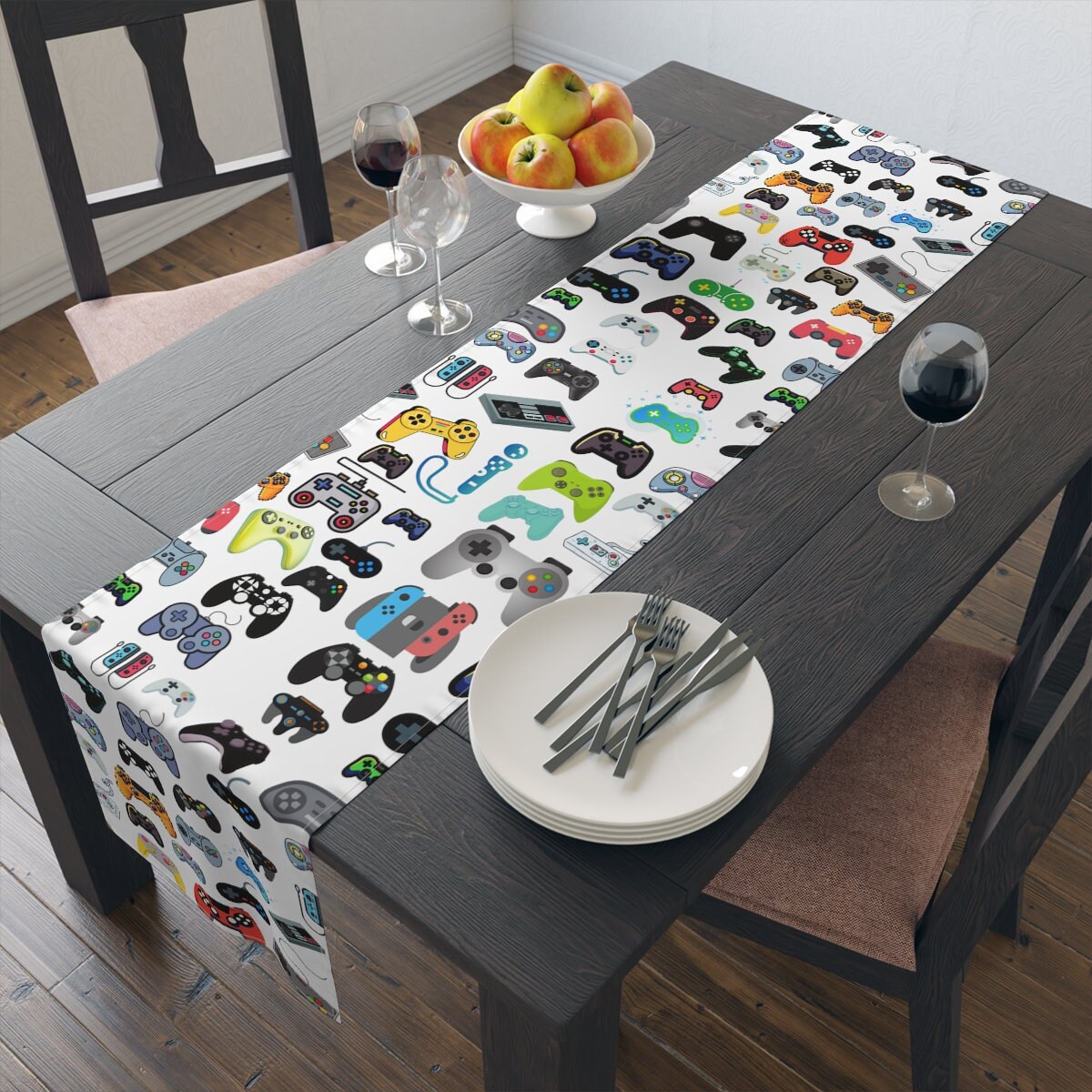 Nappe Jetable Thème Jeu Vidéo - 137 X 274 Cm - Bleu - Motifs Gamer - Pour Anniversaire, Fête, Pique-nique - 10