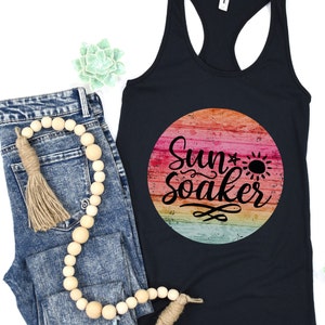 Sun Soaker Beach Tank Summer Tank Womens Tanks Distressed Retro Racerback Shirts Sailboat Lake Life Boating Tee Cute Cruise Top Vacation image 1