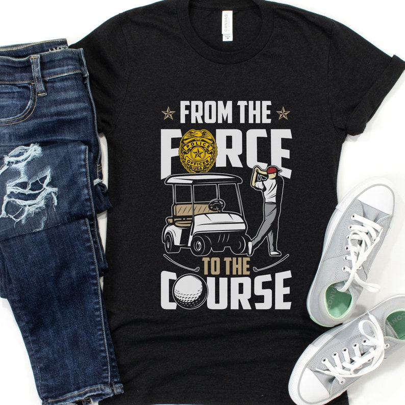 Golf tshirt from the force to the course Graphic tshirt Black Heather Mens shirts 
Shirt next to jeans casual wear.