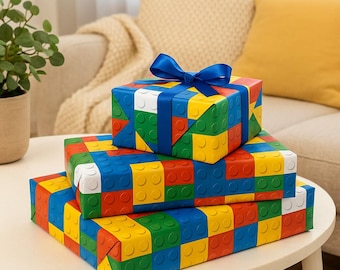 Personalized Building Block Wrapping Paper: Custom Name Gift Wrap